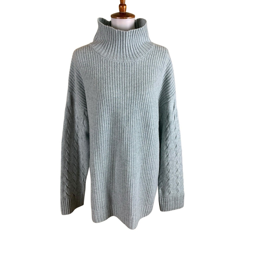 Gentle Herd Mint Green Wool‎ Cashmere Chunky Turtleneck Sweater Oversized